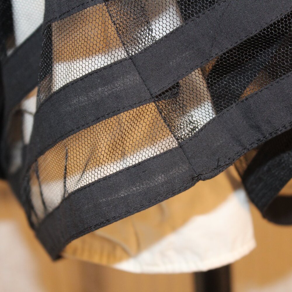 Cynthia Steffe Dress LBD Black Mesh Sheer Stripe Cocktail Formal  Size 8 - Picture 8 of 12